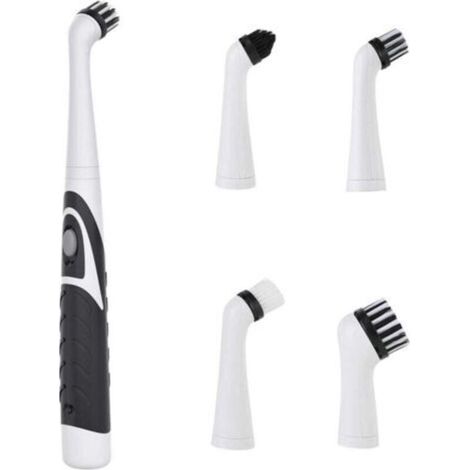 Brosse de nettoyage électrique Super Sonic Scrubber avec 4 têtes de brosse pour joints domestiques, sols, baignoires, douches, carrelages, salles de bains et surfaces de cuisine (1/4)