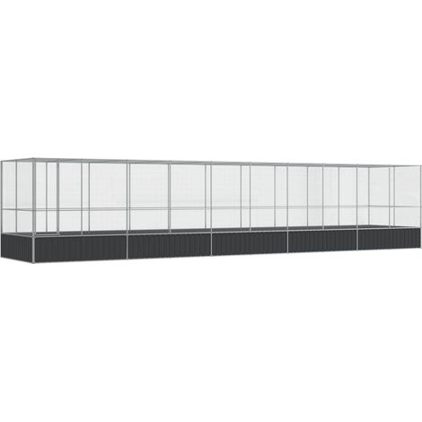 Gabbia per uccelli voliera con estensione argento 1039 x 207 x 212 cm acciaio Argento 020045643