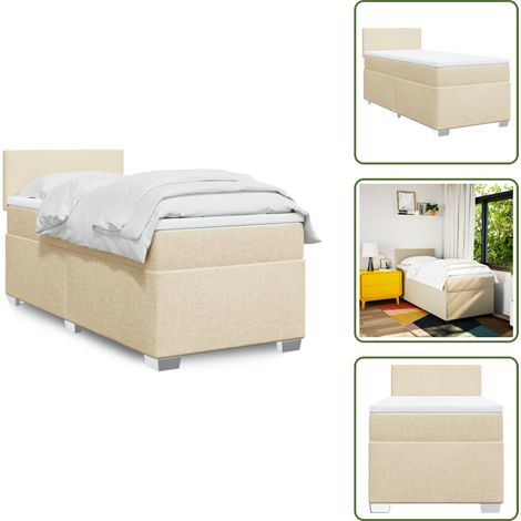 Boxspringbett mit Matratze Creme 90x190 cm Stoff - Boxspringbett - Doppelbett - Cremefarbenes Bett - Bettsofa - Schlafsystem (1/5)