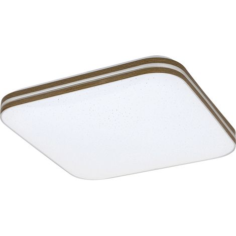 Plafonnier LED 18W carré 33cm blanc effet étoilé Rabalux (1/5)