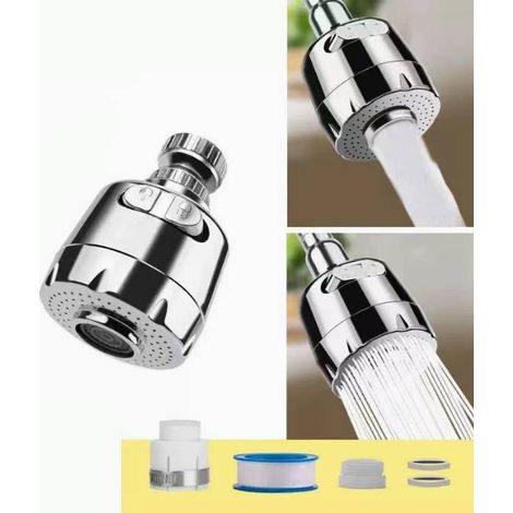 Aireador de grifo giratorio de 360°, adaptador de refuerzo universal, regulador de cabezal de filtro para fregadero, 2 modos, aireador de grifo, atomizador de grifo, cabezal de grifo de cocina (1/5)