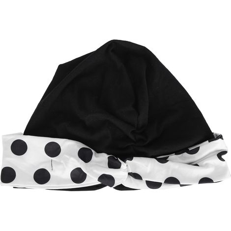Turban Head Wraps Lovely Princess Polka Dot Gauze Scarf Fashionable Hat for WomenWhite (1/5)