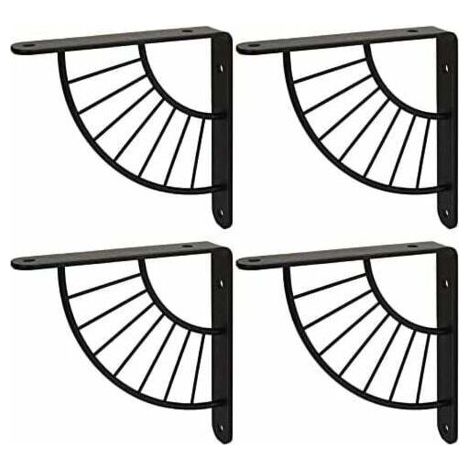 4PCS Equerre Etagere Pour Murale Noire 150×150MM Robuste Equerre Metal Etagere Support Etagere Mural Fixation pour Etagere Murale - Charge Maximale 50KG