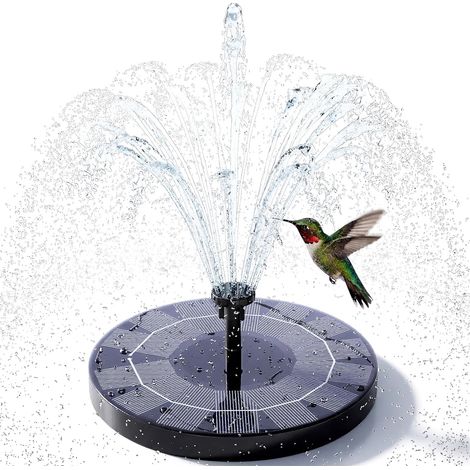 Fontaine flottante d'extérieur à énergie solaire de 2,5 W, pompe solaire et 6 buses, idéale pour un bain d'oiseaux, un aquarium, un jardin ou une fontaine. (1/4)