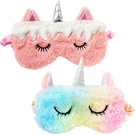 Masque De Sommeil Enfant - Flanelle Douce Respirante - Forme Corne De Licorne - Pour Filles Et Garçons - Lot De 2 (1/5)