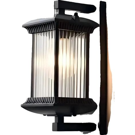 Aplique de pared exterior, resistente al agua IP65, construcción de aluminio, negro (con bombilla E27), 6 W (1/2)