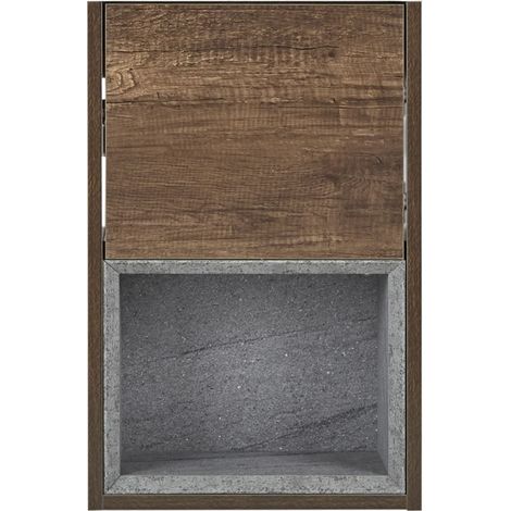 Milano Bexley Dark Oak 400mm Bathroom Wall Hung Cloakroom Vanity Unit with Basin - No LED Lights (1/5)