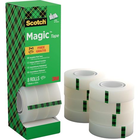 Magic Ruban Adhésif Invisible, Pack Éco, 8 Rouleaux, 19 mm x 33 m (1/5)