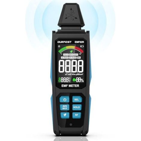 Compteur EMF, 5 en 1, détecteur de champ électromagnétique numérique rechargeable pour signaux EF, RF, MF et WiFi