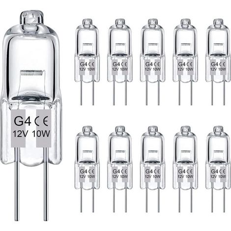 Lot de 10 Ampoule halogène G4,12V,10W,Verre quartz,Culot bipolaire,Dimmable,Lustre et éclairage d'armoire (1/5)