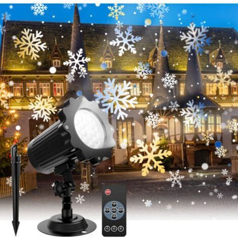 Projecteur de Noel Neige, IP65 Étanche Projecteur de Lumière LED de Flocon de Neige Lamps de Projection pour Intérieur et Extérieur Jardin Pelouse Maison Fête Festival Décoration (1/4)