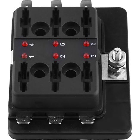 6-fach Sicherungskasten mit LED-Warnanzeige für Auto, Transporter, Boot