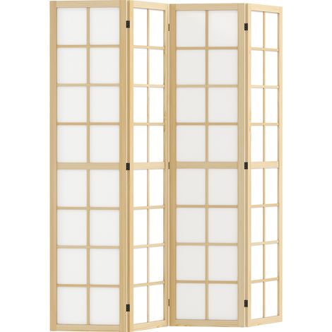 CHICFURN Paravento divisorio 160 x 170 cm in legno naturale pieghevole, privacy e decorazione (1/5)