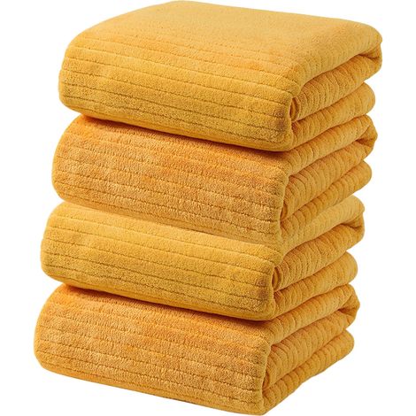 Serviette De Bain - 75 x 35 cm - Microfibre Corail - Ultra Absorbante Et Rapide Séchage - Pour Adulte - Lot De 4