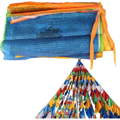 Für Draußen 20 Stück Buddhistische Zen Flaggenbanner 25x15