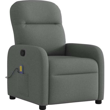 Chaise longue de massage ergonomique en tissu gris foncé – Réglable, avec fonction chauffage et vibration, idéale pour détente et soulagement des douleurs lombaires (1/5)