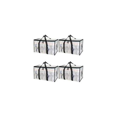 Aufbewahrungsbeutel – 4 Stück, 90 l transparente PP-Aufbewahrungsbeutel mit Deckel und verstärkten Griffen – für Umzüge/Kleidung/Reisen (1/5)