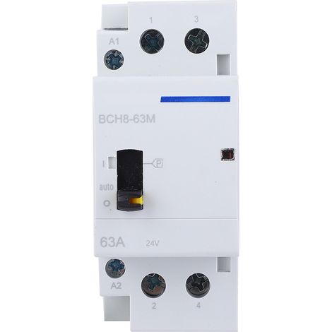 Contacteur Modulaire BCH8-63M 2P 63A 24V Rail DIN, Interrupteur Manuel 1NO+1NC pour Usage Domestique (1/5)