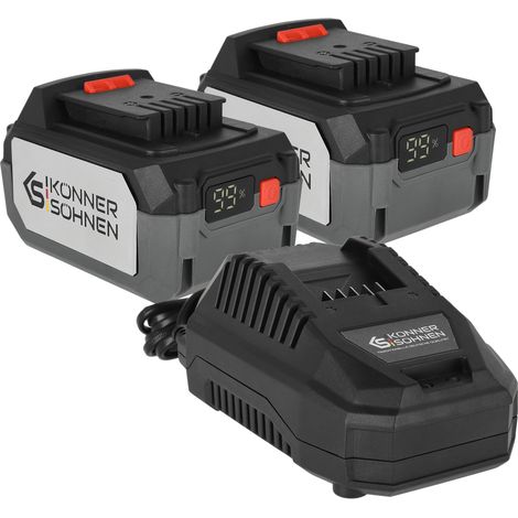 Kit de Inicio Dual Könner & Söhnen KS 20V4-1-DUAL: 2 Baterías de Litio 20V 4Ah y Cargador Rápido 4.5A, Carga en 65 min, Sistema Universal 20V (1/5)