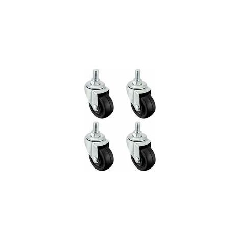 Lot de 4 roues en caoutchouc  40 mm  Tige filetée M8
