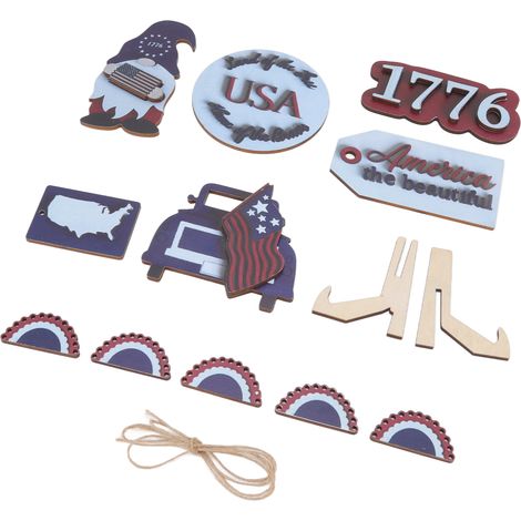Holzdekorationen für den Nationalfeiertag, robustes, patriotisches Tablett in leuchtenden Farben, elegant gestalteter Holzschmuck, Typ 5 (1/5)