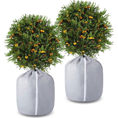 Lot de 2 housses thermiques pour pots de fleurs 45 x 50 cm, protections hivernales contre le gel (1/5)