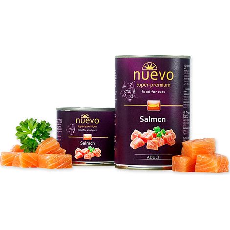 Nuevo Super Premium Cibo umido in scatola per gatti al salmone 400g