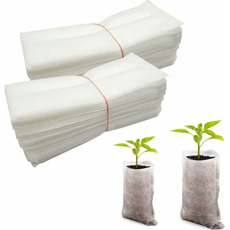 Lot de 100 sacs de plantation, biodégradables, en tissu non tissé, sacs à plantes, durables, pour plantes, fleurs, jardins (18 x 22 cm) (1/5)