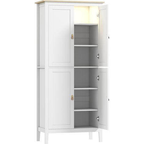 Armoire de cuisine lumineuse BLUFF effet bois clair et Led blancS (1/5)