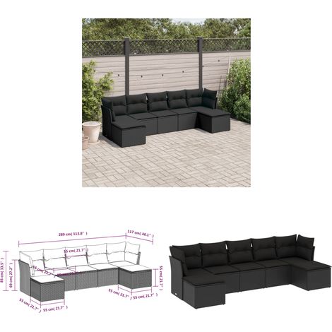 Salon de jardin 7 pcs avec coussins noir résine tressée - Salon De Jardin - Canapé Extérieur - Meuble De Jardin - Ensemble Salon De Jardin - Mobilier De Jardin - Home & Living (1/3)