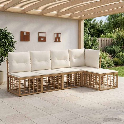 vidaXL  Outdoor Sofa Set  Natural Poly Rattan