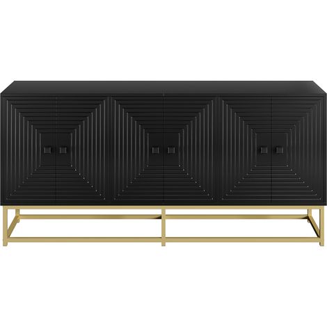 ELVMI Buffet et Enfilade avec 3 Portes Doubles, Grande Capacité de Rangement pour Salon Bureau, en Panneaux de Particules, 160 × 38 × 75.5 cm, Noir (1/4)