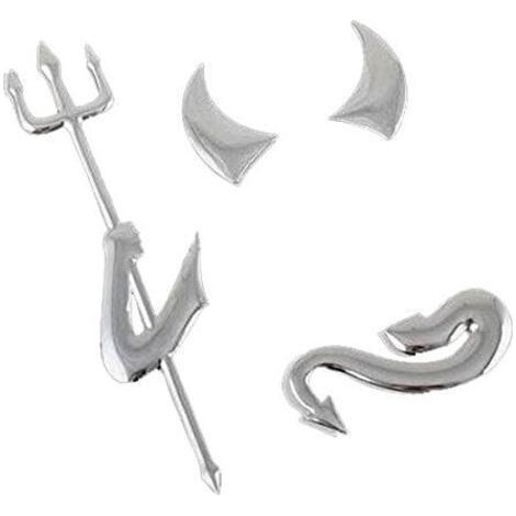 Autocollant 3D chromé argenté pour voiture - Emblème du diable-2 ensembles (1/5)