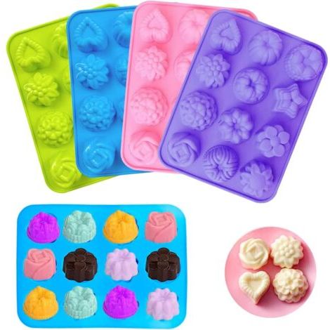 Lot de 4 moules à savon en silicone, 4 couleurs, convient pour chocolat, gâteau, pain, gelée (1/5)