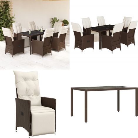 7-tlg. Garten-Bistro-Set mit Kissen Braun Poly Rattan - Gartenmöbel - Lounge Sessel - Outdoor Möbel - Rattan Gartenset - Bistro Set - Home & Living (1/5)