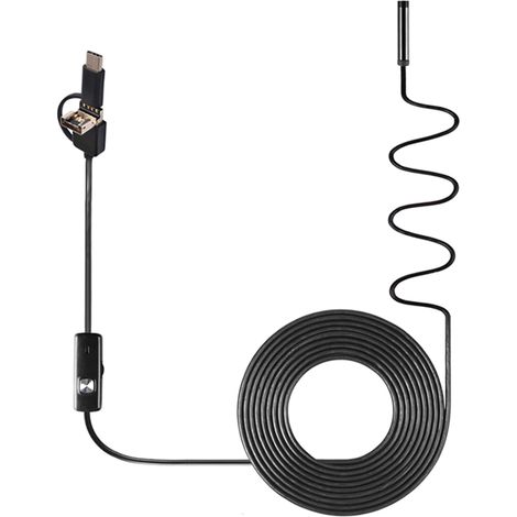3-in-1 Industrie-Endoskop mit eingebauter Inspektionskamera, 6 LEDs, IP67 wasserdicht, USB Typ-C-Anschluss, kompatibel mit Android-Smartphones und PC.