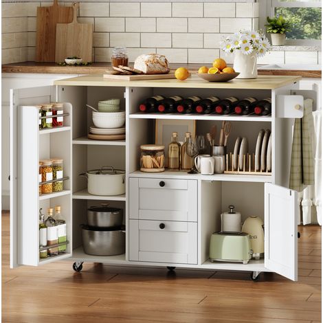 Mueble de cocina móvil con tablero abatible, MDF, 104 x 69 x 89 cm HAVRYA (1/5)