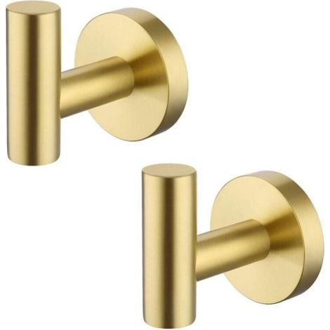 2pcs MUMU Brushed Brass Stainless Steel Bathroom Wall Mounted Coat Hook (1/4)