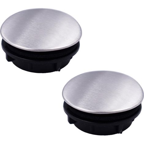 Lot de 2 Cache-trous Robinet - Acier Inoxydable - Diamètre 35mm - Dissimulation Trous Évier - Cuisine Salle de Bain - Argenté (1/5)