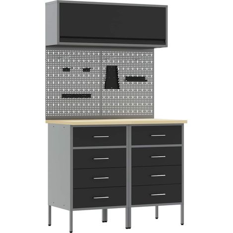 Maison Exclusive - Set di mobili da lavoro con cassetto con lo scaffale 5 pz Nero (1/5)