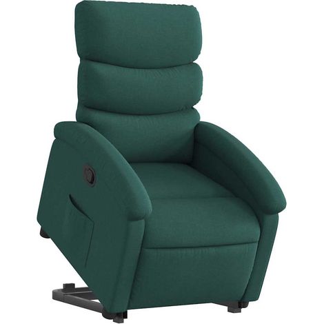 vidaXL Poltrona Alzapersona Reclinabile Verde Scuro in Tessuto (1/5)
