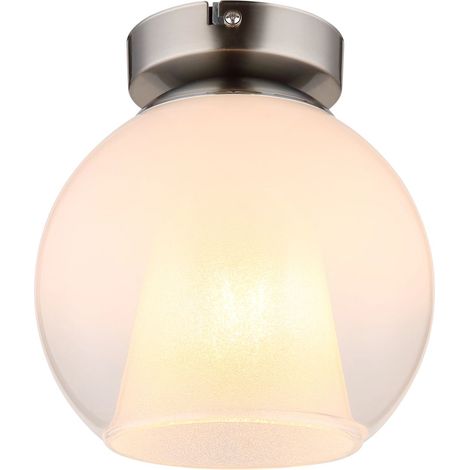 Globo - plafoniera - BARRY - acciaio - vetro - Ø 18cm - E27 -