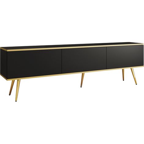 Mueble TV Princal II, Negro, Número de puertas: 0, Número de cajones: 0, 175x53x32cm