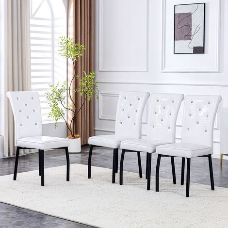 Lot de 4 assises moelleuses noir et blanc rétro imitation croco avec boucle cristal et simili cuir, ajoutant une touche d'élégance à l'espace repas (1/5)