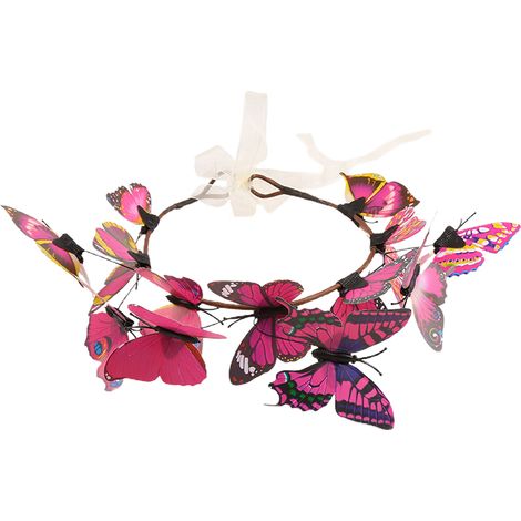 Bandeau papillon rouge Rose, couvre-chef de mariée polyvalent, cerceau de cheveux 3D pour femmes et filles, accessoire Photo, Festival de mariage (1/5)