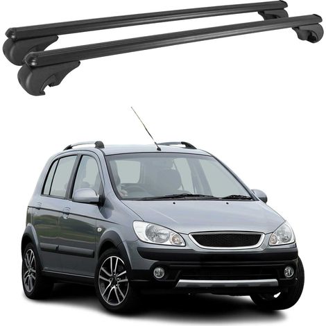 OMAC Barres de toit en aluminium pour Hyundai Getz 2002-2011 – TÜV / DIN 75302:2019 – Antivol inclus – Charge max 75 kg – 2 barres Noir (1/4)