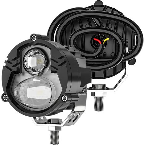 Zwei LED-Leuchten für Motorräder, LED-Routenfahrräder für Wohnmobile - Zwei LED-Abwehrschirme mit hoher Leuchtkraft - Kleine Energiesparlampen für Motorräder, Elektrofahrräder und Geländefahrzeuge