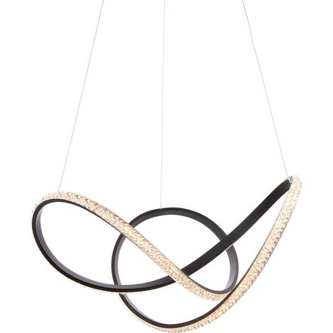 Endon Francisca Plafonnier LED intégré, noir texturé, acrylique à facettes transparent, 1 LED intégrée