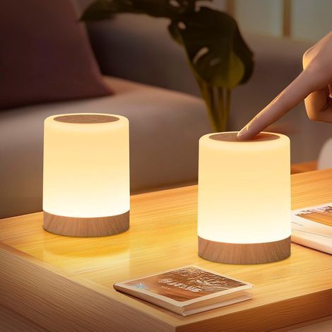 Set of 2 Touch Bedside Lamps, RGB 256 Colors, USB Rechargeable Night Light, 3-Level Timer, Bedroom (1/5)