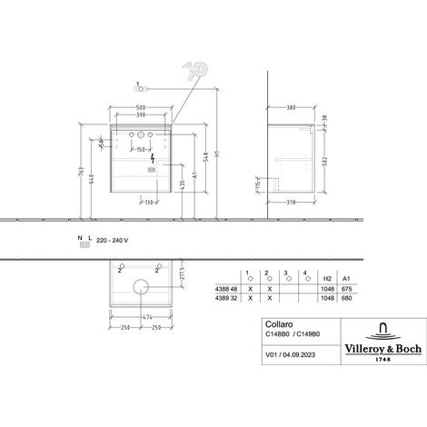Villeroy & Boch C148B0VH WTUS Collaro 500x548x380mm avec fixation
